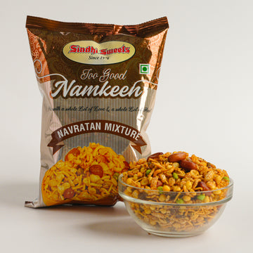 Packaged Navratan Mixture with a bowl of the product on a white background
