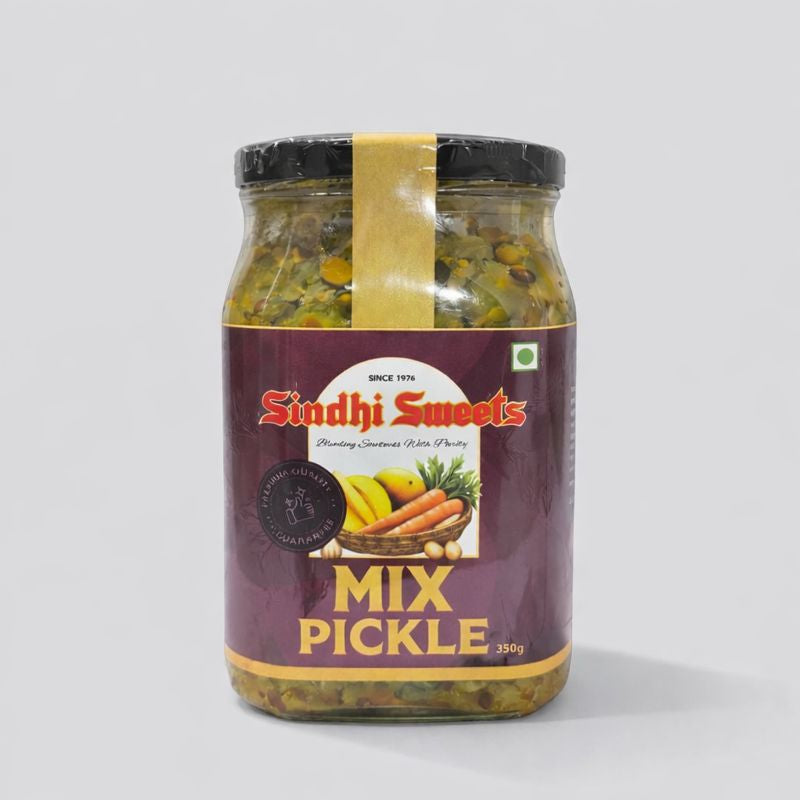 Jar of Sindhi Sweets Mix Pickle on a white background