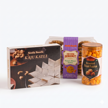 Premium Diwali Assortment : Kaju Katli, Roasted Almond Cookies & Makhana Combo